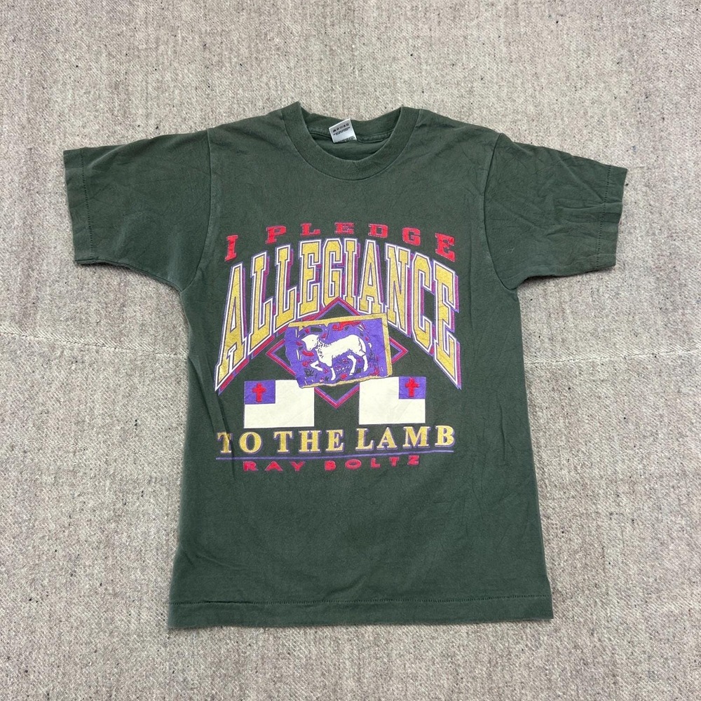 Vintage I Pledge Allegiance To The Lamb Shirt Mens Small Green 1990s Ray Boltz
